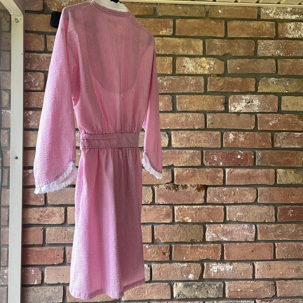 Eileen West Sweetheart Seersucker Short Robe long sleeve size S/M - Picture 2 of 7